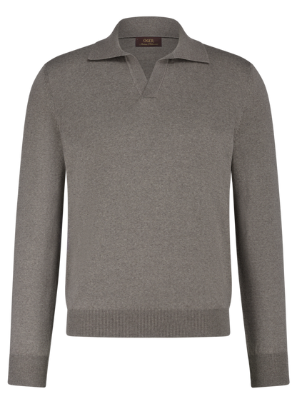 Buttonless polo van wol | Beige