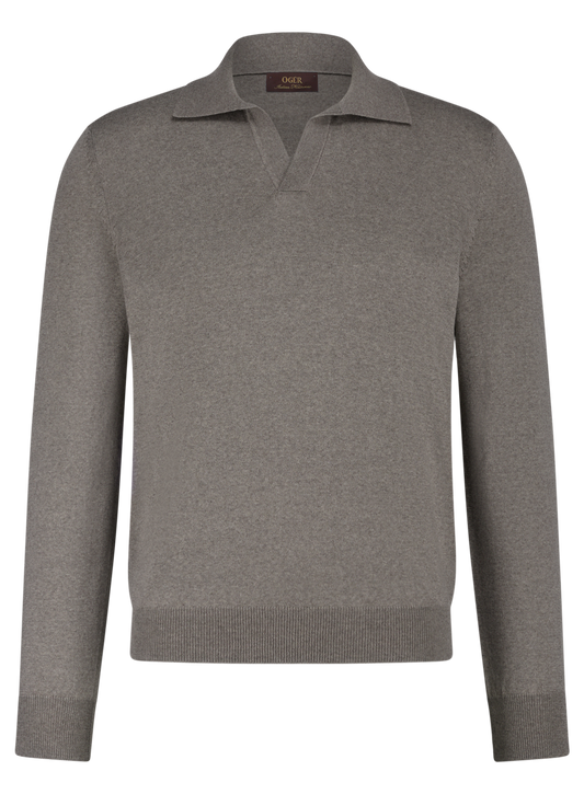 Buttonless polo van wol | Beige