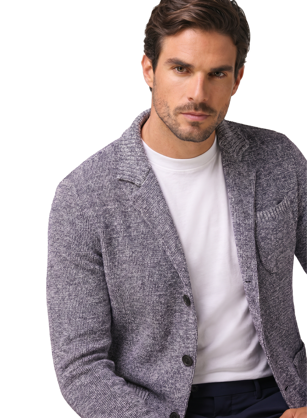 Knitted jasje van katoen | FULL_WIDTH | BLUE NAVY