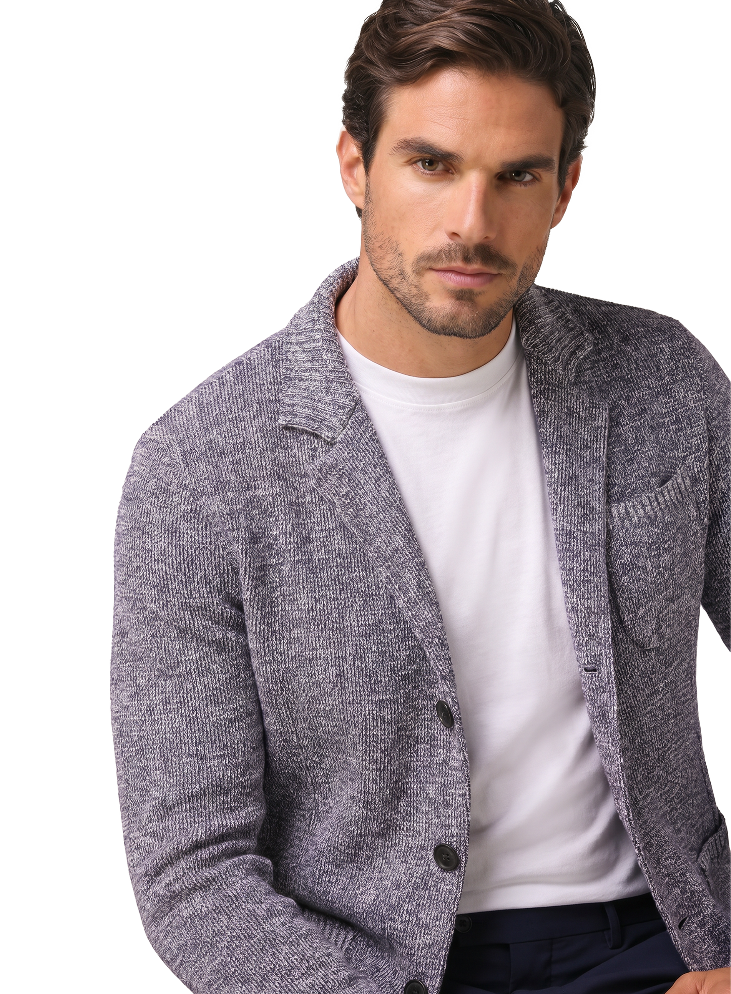 Knitted jasje van katoen | FULL_WIDTH | BLUE NAVY