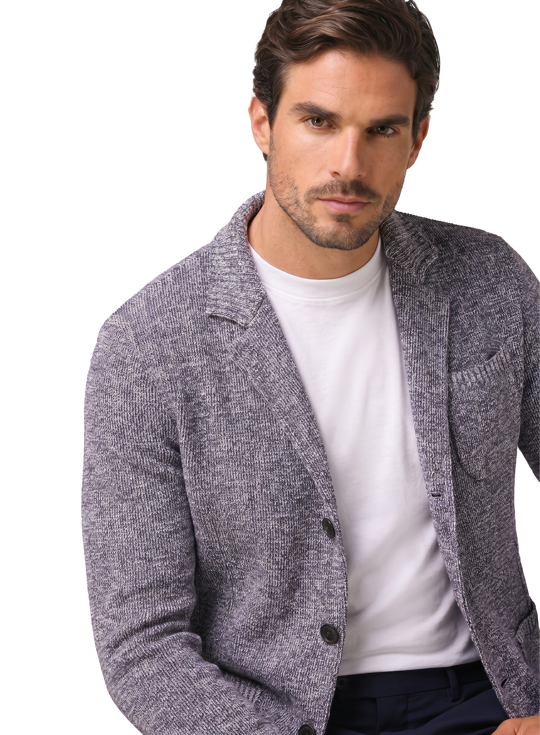 Knitted jasje van katoen | FULL_WIDTH | BLUE NAVY