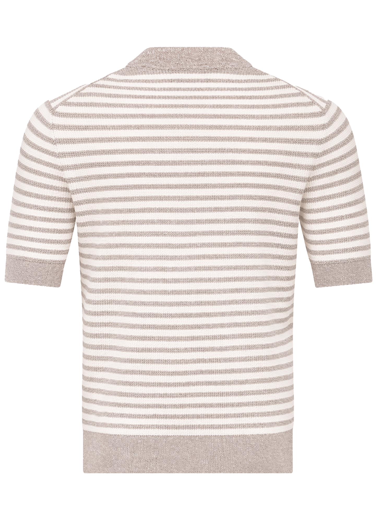 Gestreept t-shirt van linnen en katoen | Beige
