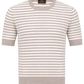 Gestreept t-shirt van linnen en katoen | Beige