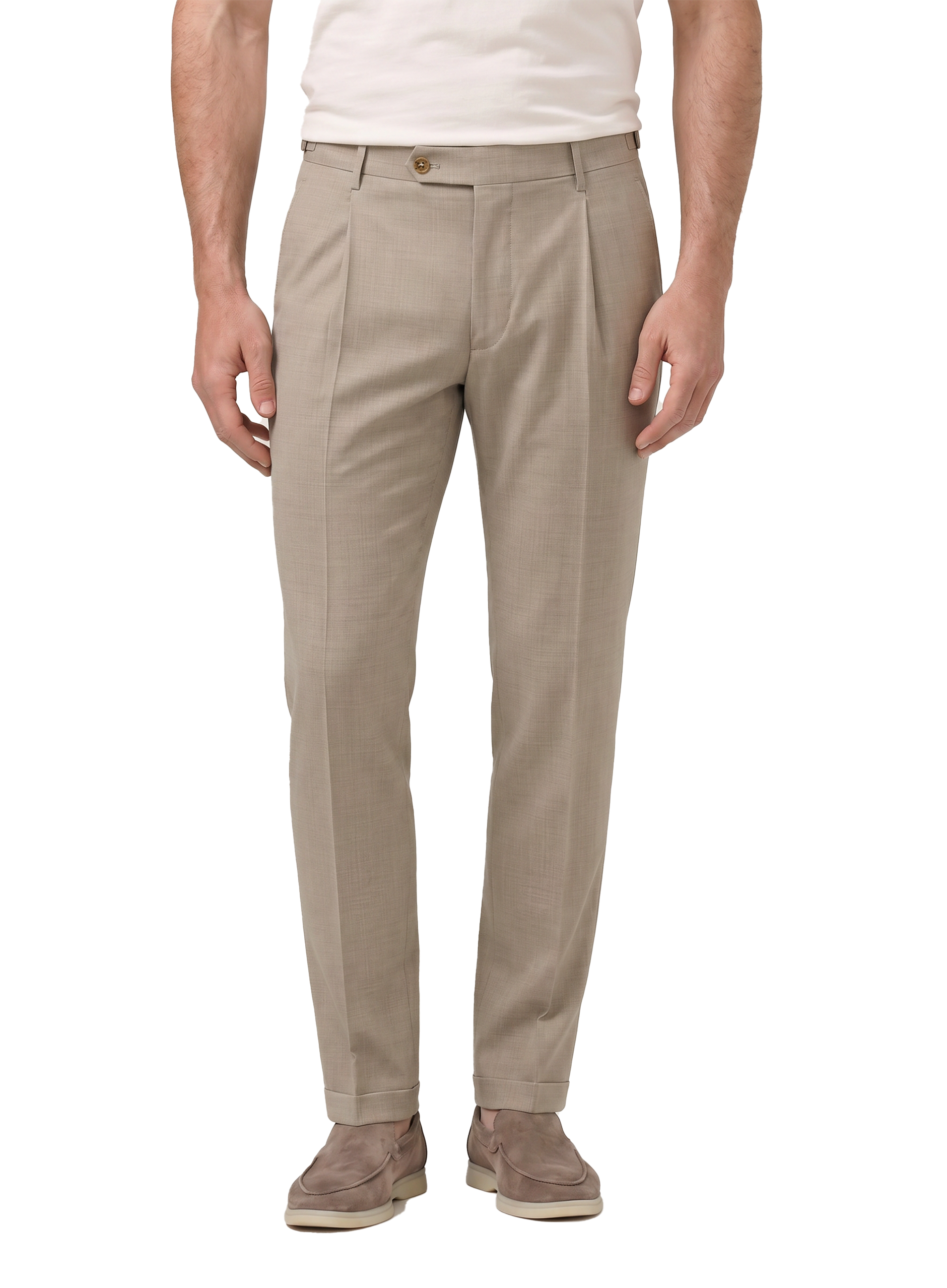 Pantalon van scheerwol | MODEL | FULL_WIDTH | Beige