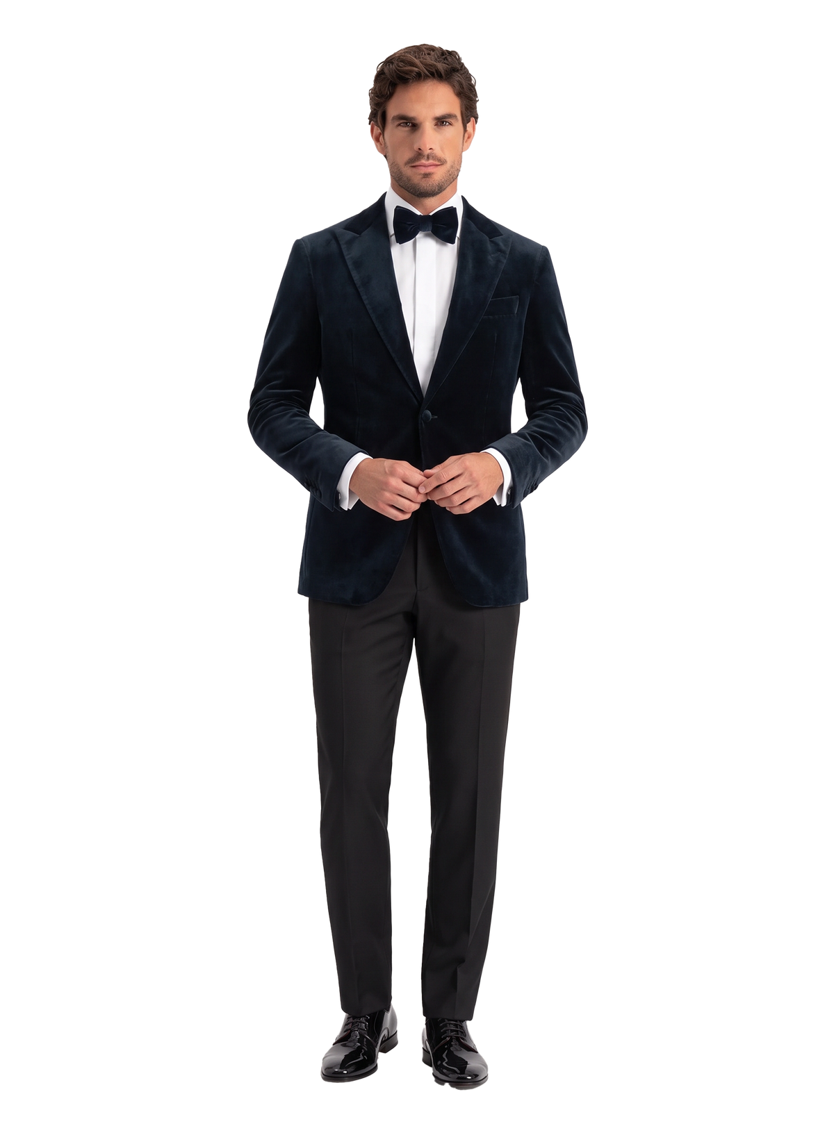 Velours smokingjasje in katoen | FULL_WIDTH | BLUE NAVY