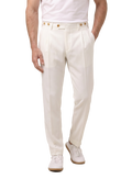 Bandplooi broek van katoen | MODEL | FULL_WIDTH | Wit