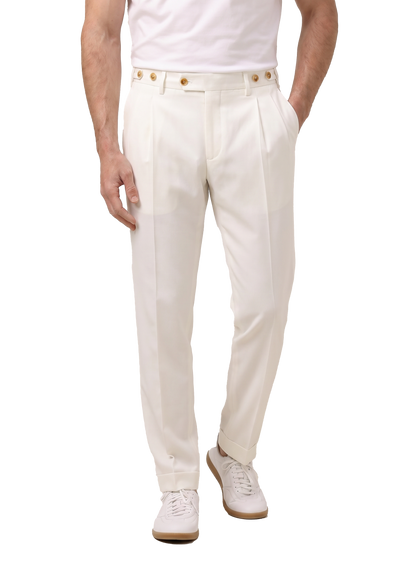 Bandplooi broek van katoen | MODEL | FULL_WIDTH | Wit