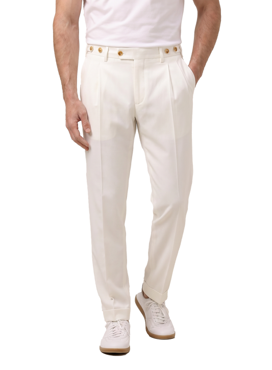Bandplooi broek van katoen | MODEL | FULL_WIDTH | Wit