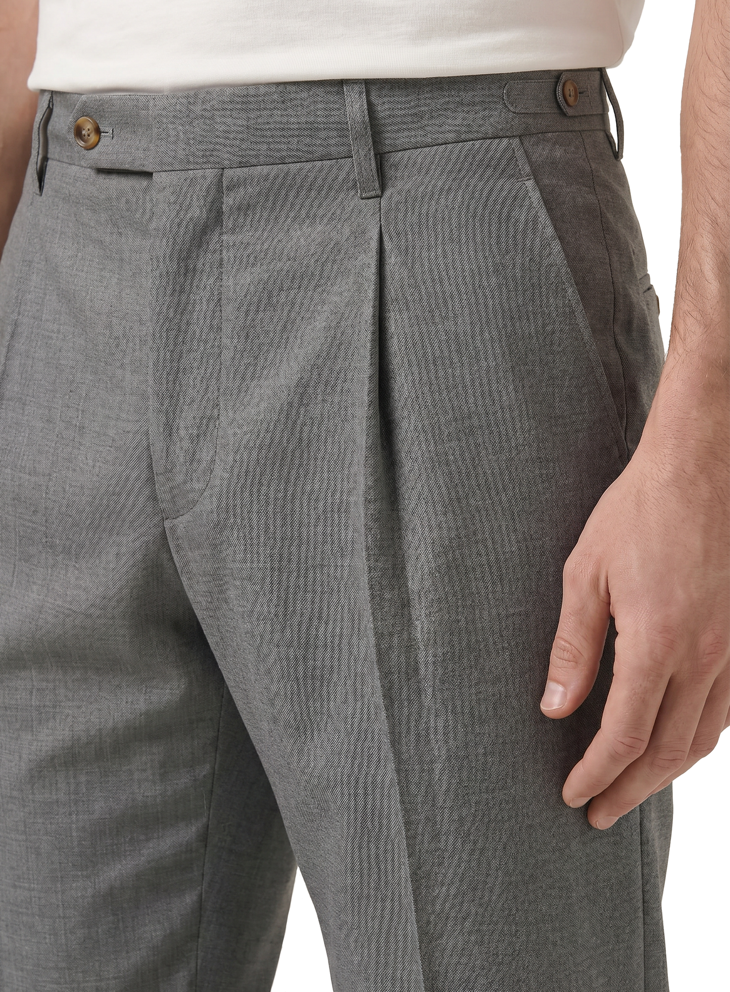 Bandplooi pantalon van scheerwol | FULL_WIDTH | Antraciet