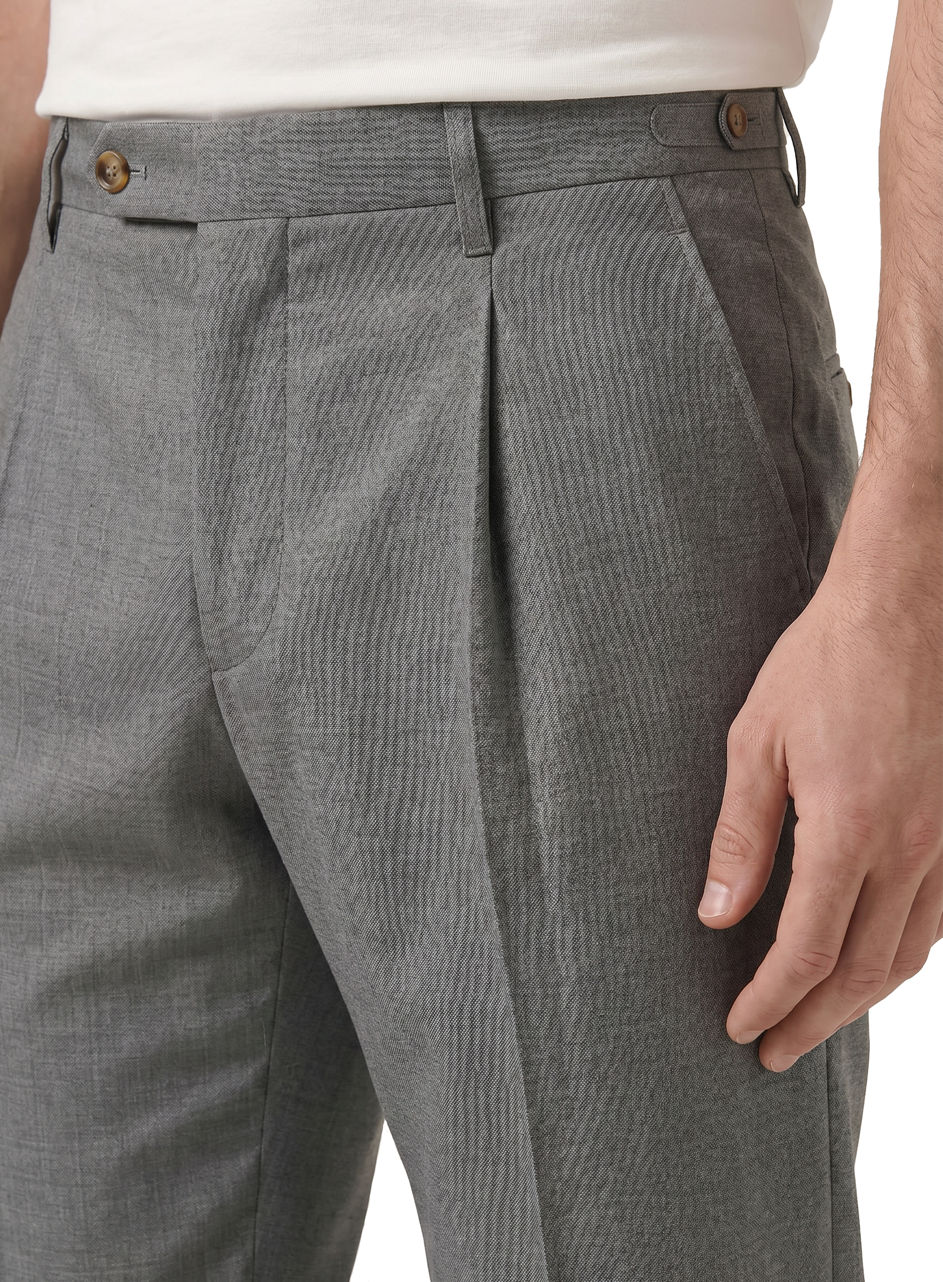 Bandplooi pantalon van scheerwol | FULL_WIDTH | Antraciet