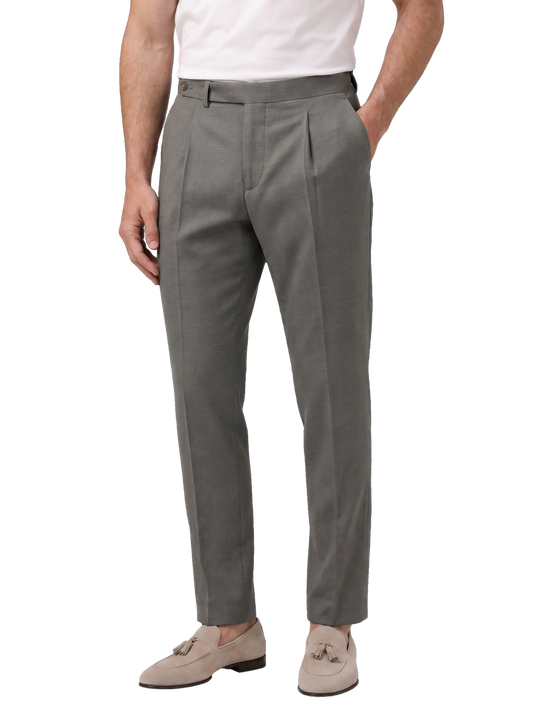 Bandplooi pantalon van wol en zijde | Grijs
