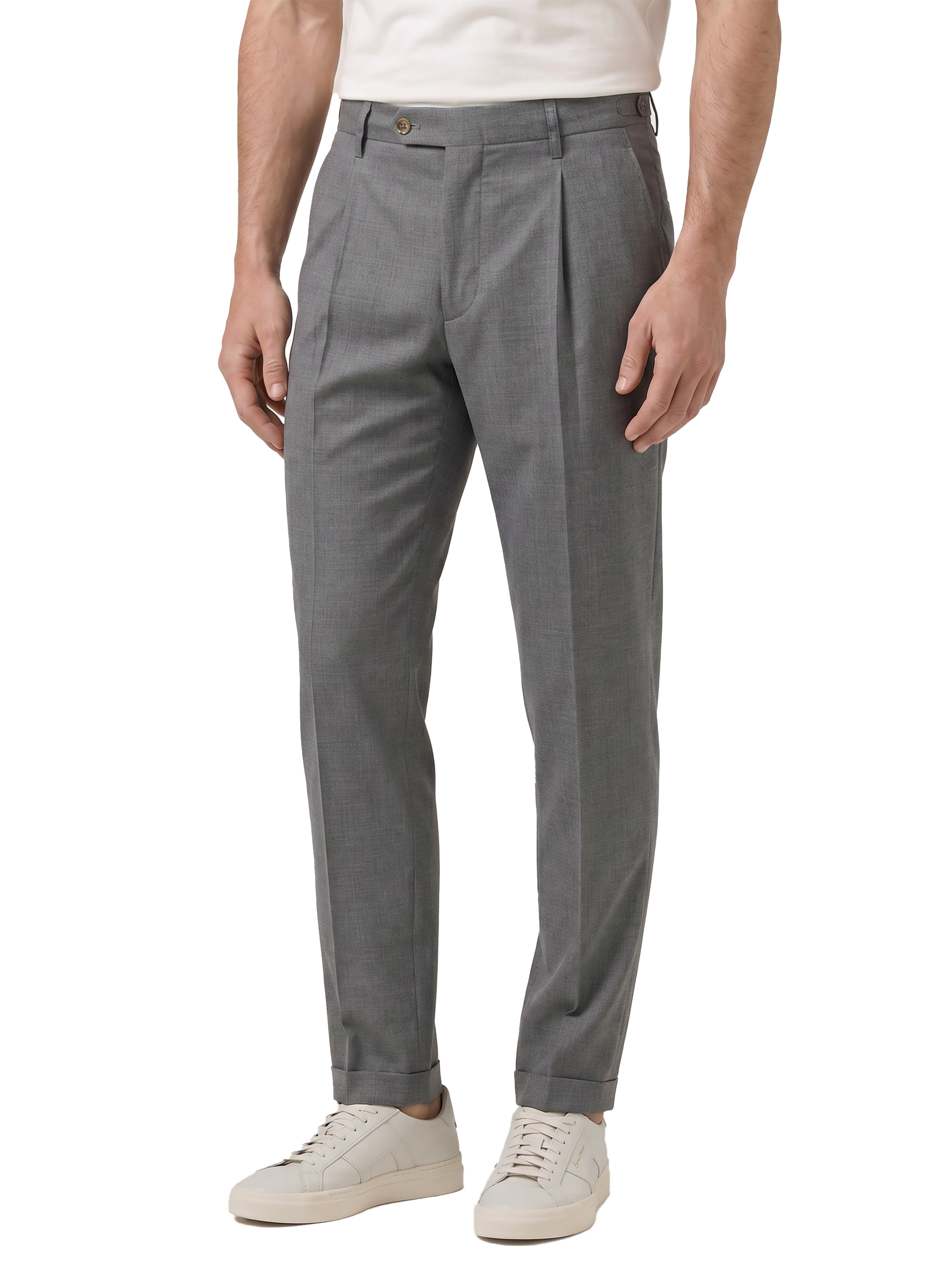 Bandplooi pantalon van scheerwol | MODEL | FULL_WIDTH | Antraciet