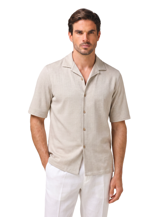 Overhemd van linnen en katoen | MODEL | FULL_WIDTH | L.BEIGE