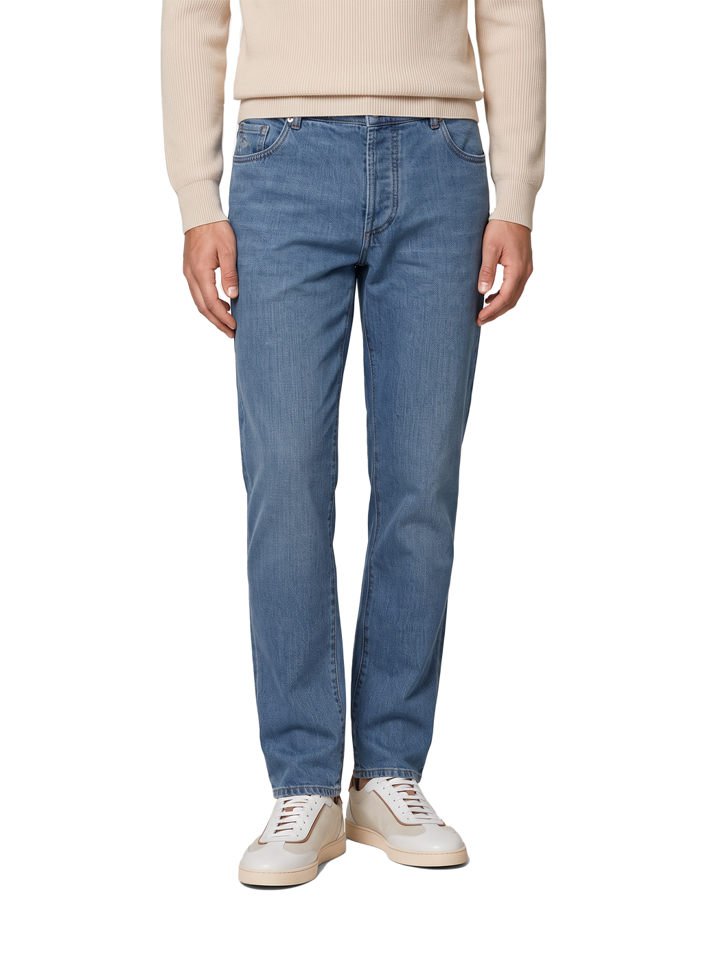 5-pocket jeans in katoen | FULL_WIDTH | L.Blauw