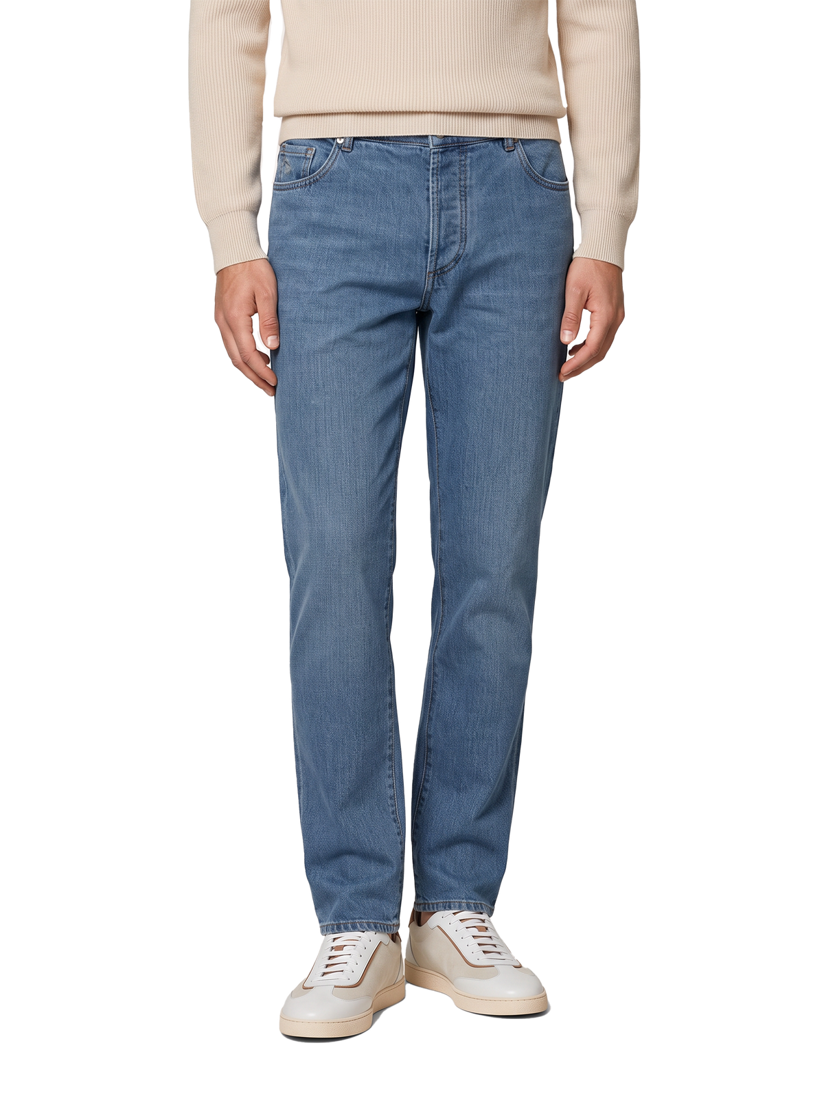 5-pocket jeans in katoen | FULL_WIDTH | L.Blauw