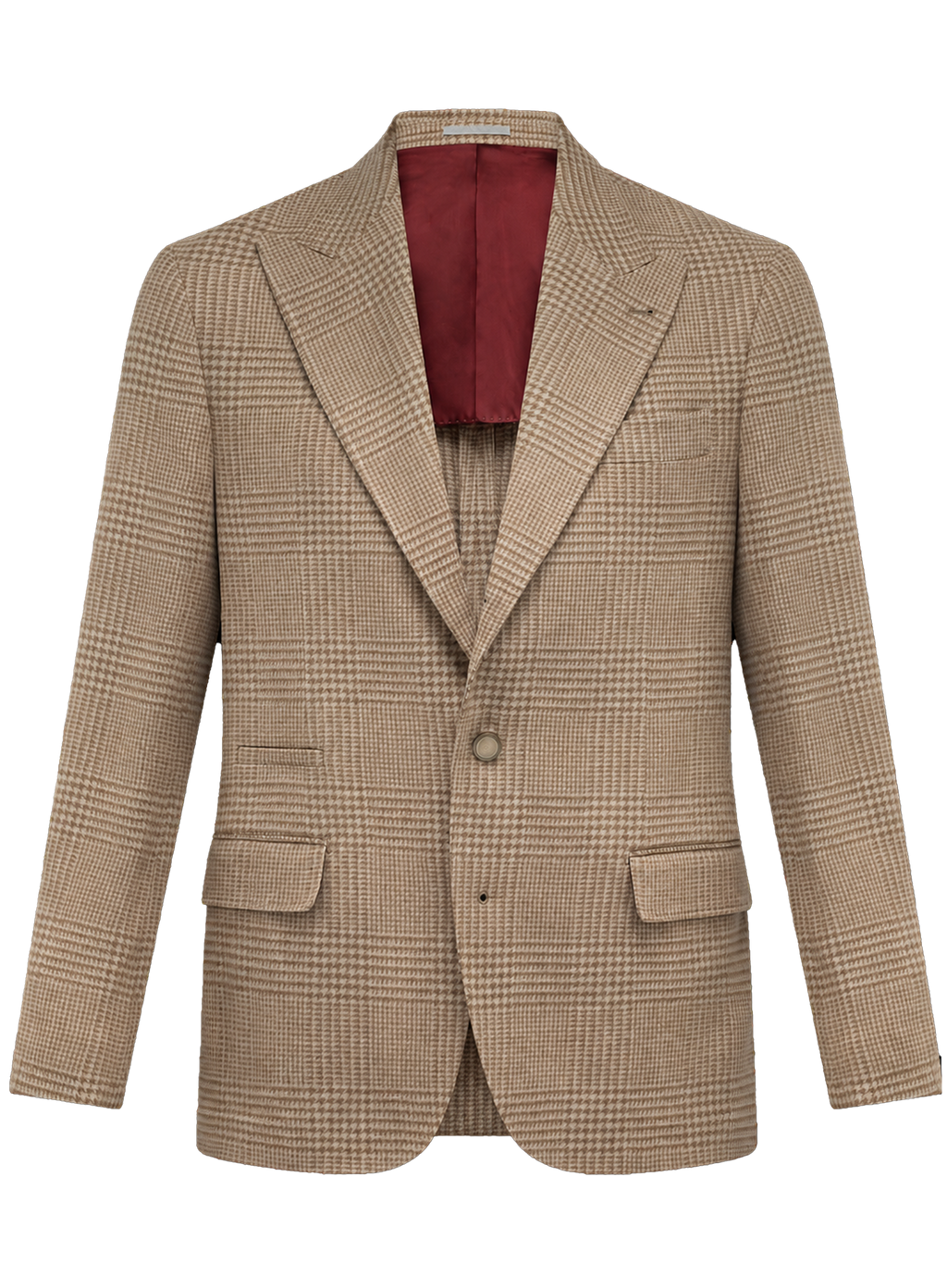 Glencheck colbert van scheerwol en cashmere | Camel
