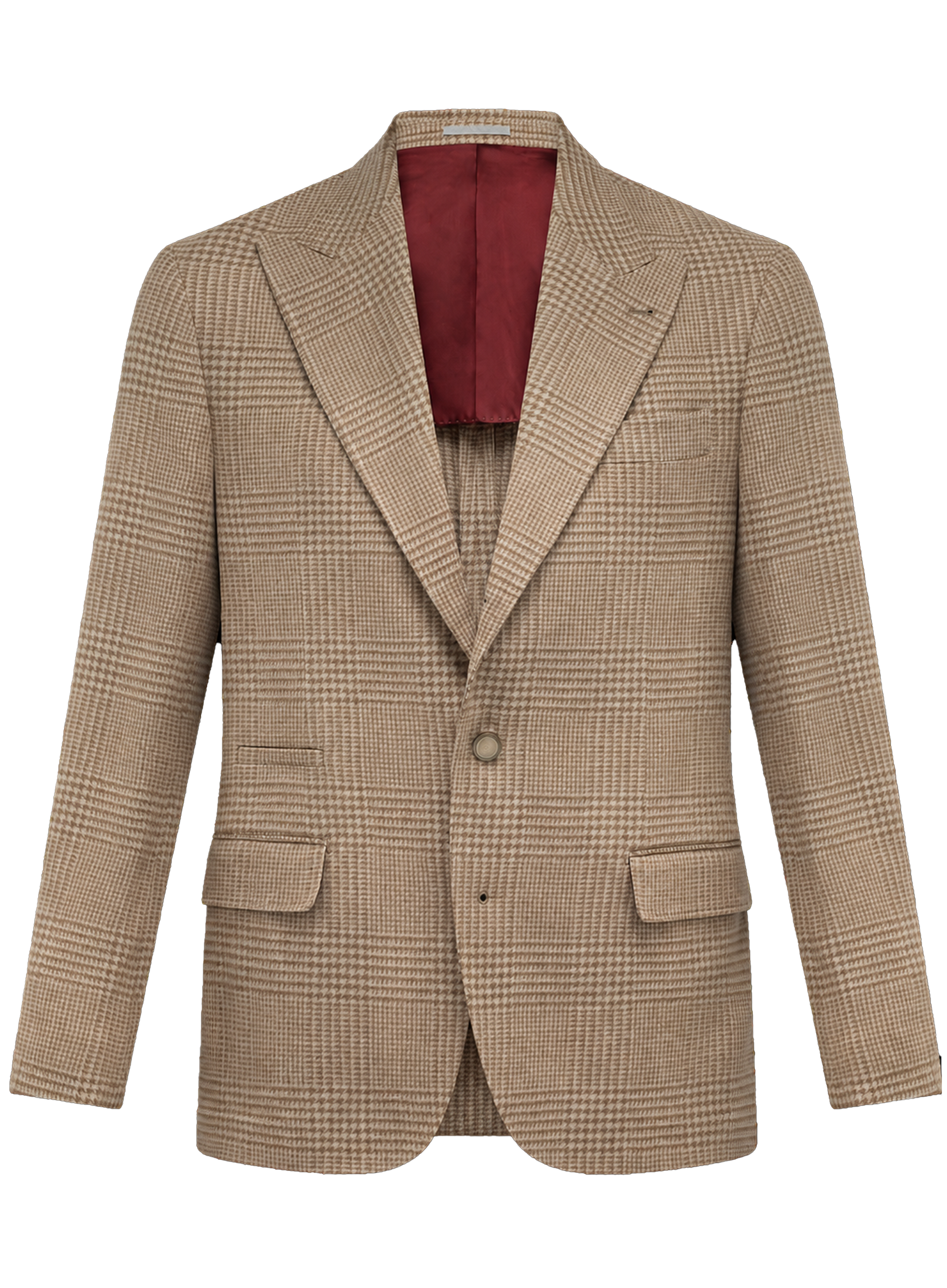 Glencheck colbert van scheerwol en cashmere | Camel