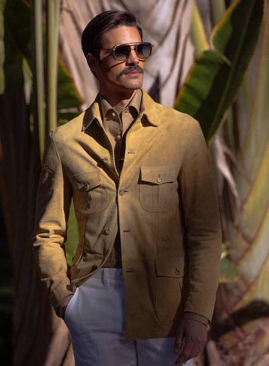 Suède safari jasje | Camel