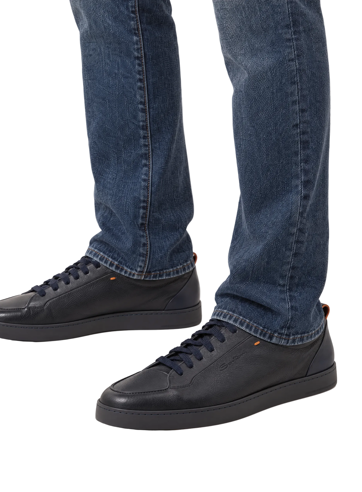 Off-Duty sneaker van leer | FULL_WIDTH |  MODEL | BLUE NAVY