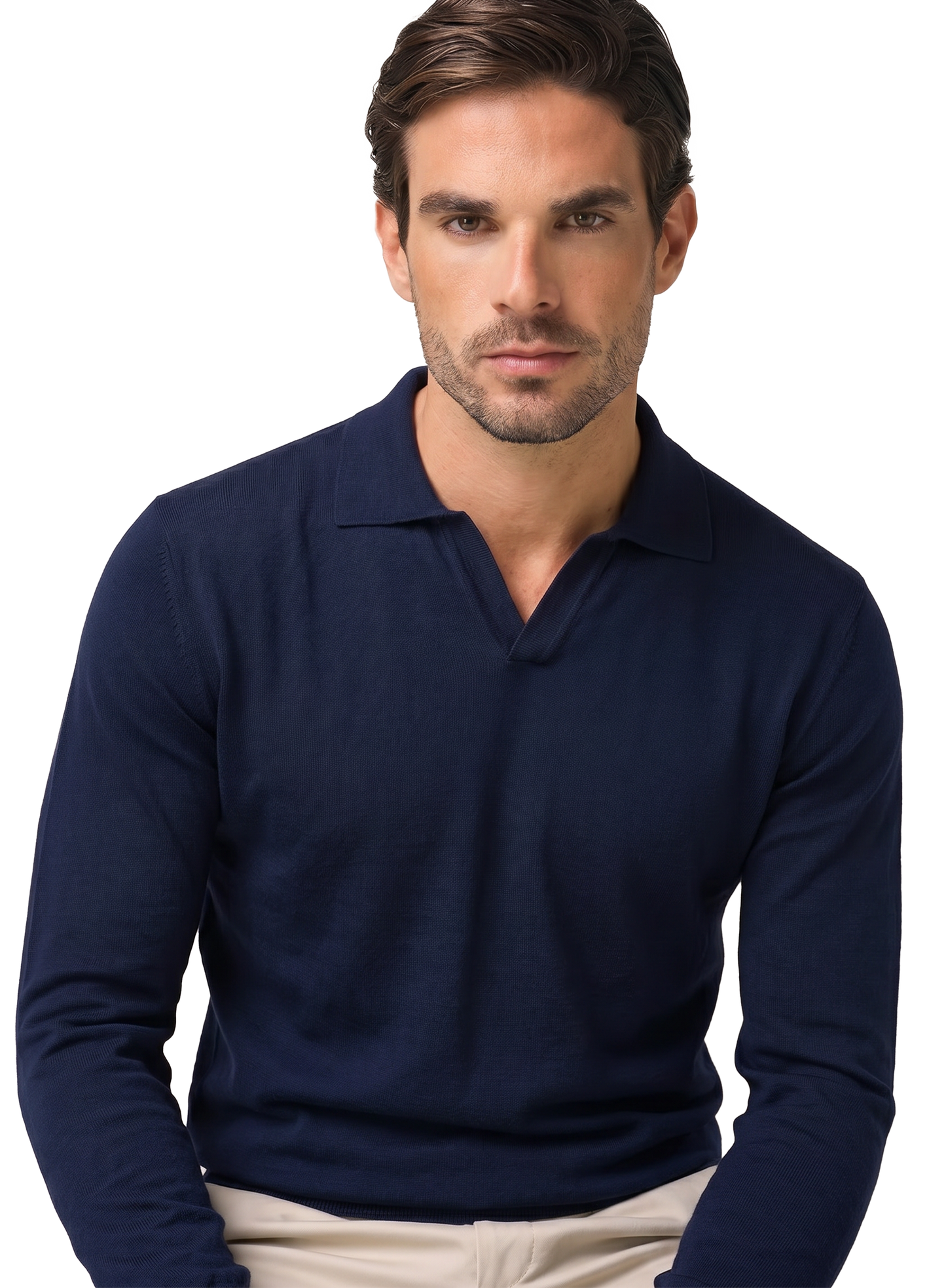 Buttonless polo van katoen | FULL_WIDTH | BLUE NAVY