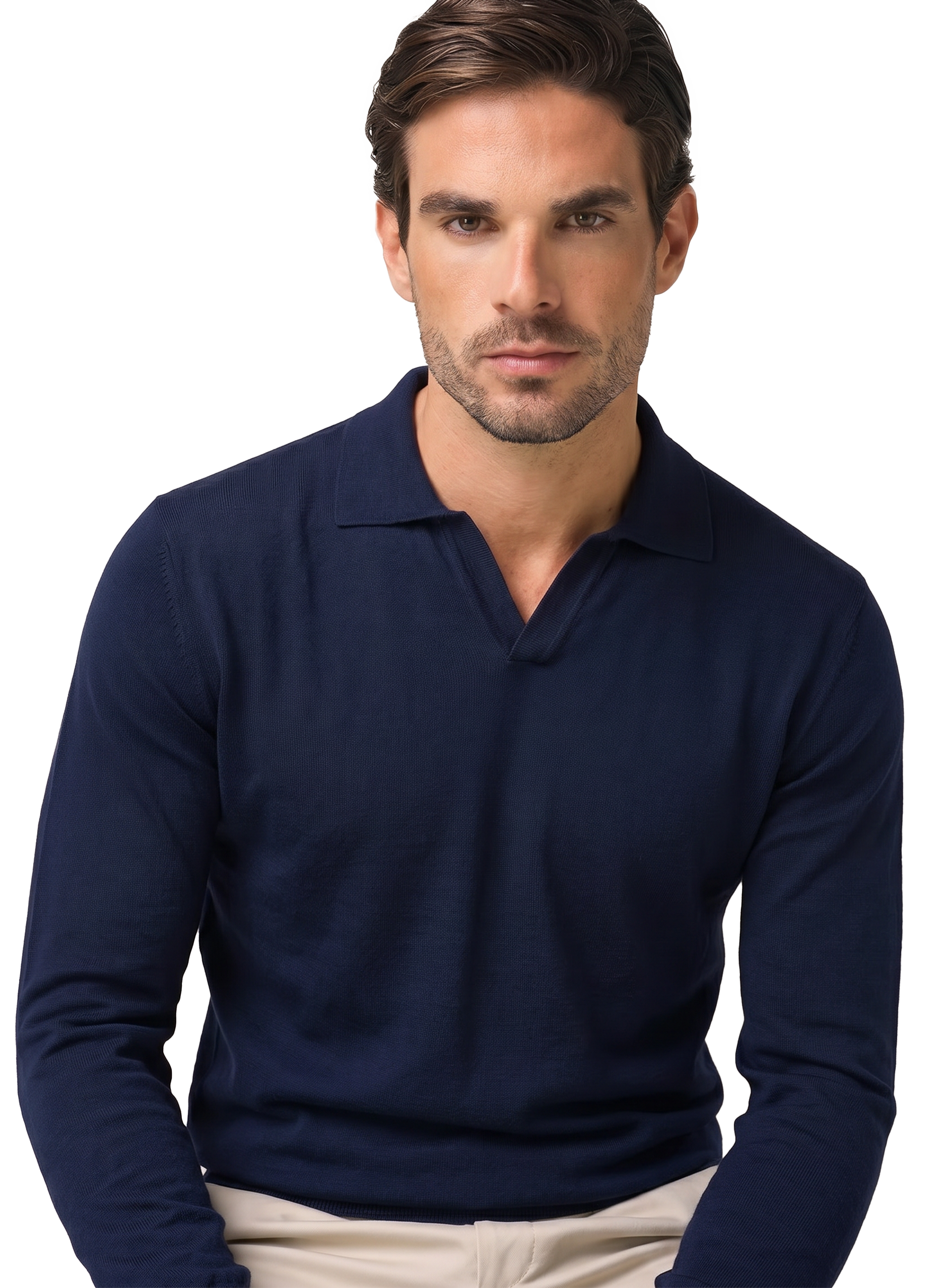 Buttonless polo van katoen | FULL_WIDTH | BLUE NAVY