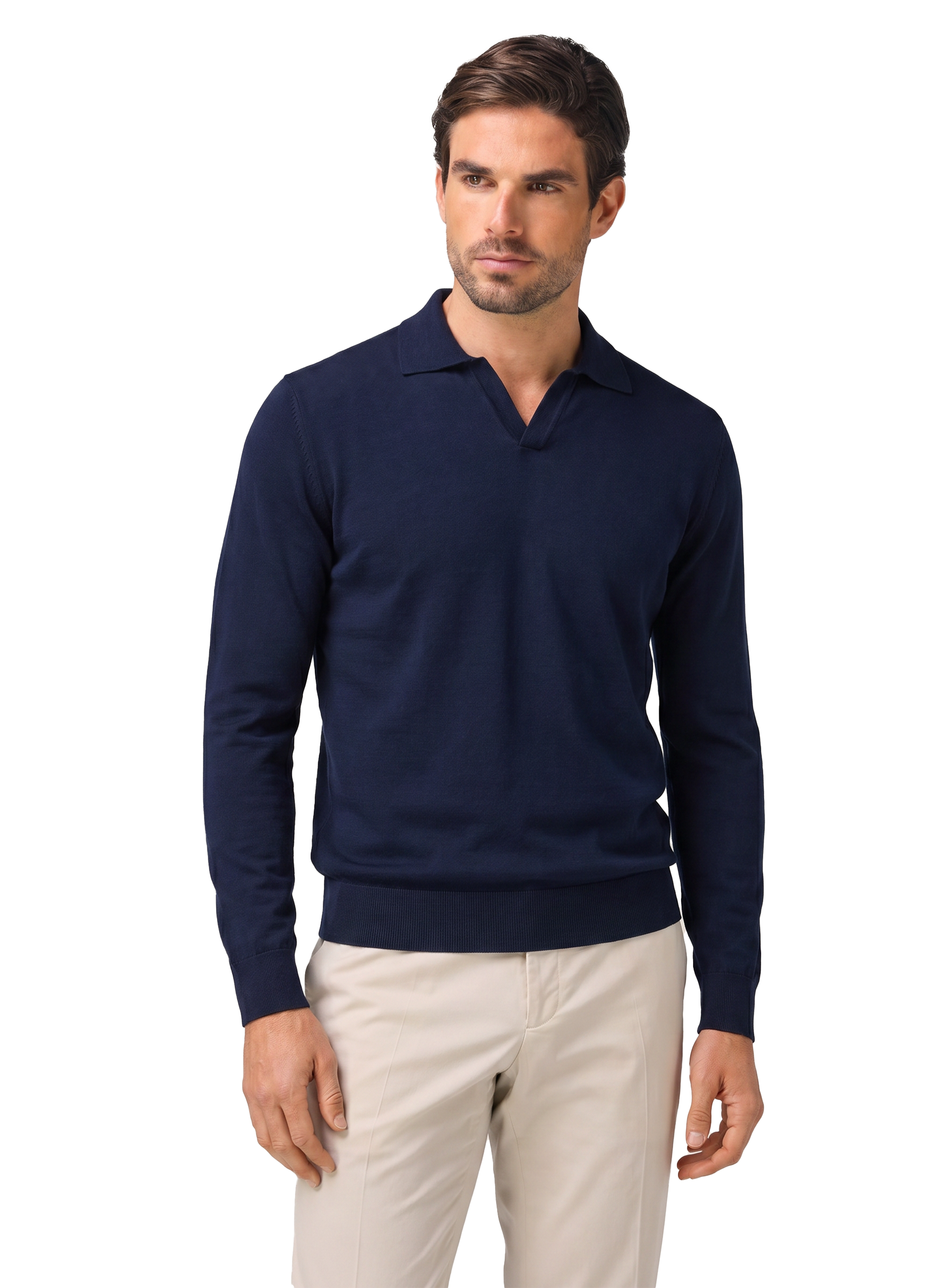 Buttonless polo van katoen | MODEL | FULL_WIDTH | BLUE NAVY