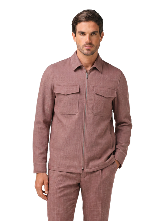 Overshirt aus Schurwolle, Seide und Leinen