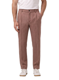 Broek van scheerwol, zijde en linnen | MODEL | FULL_WIDTH | ROZE