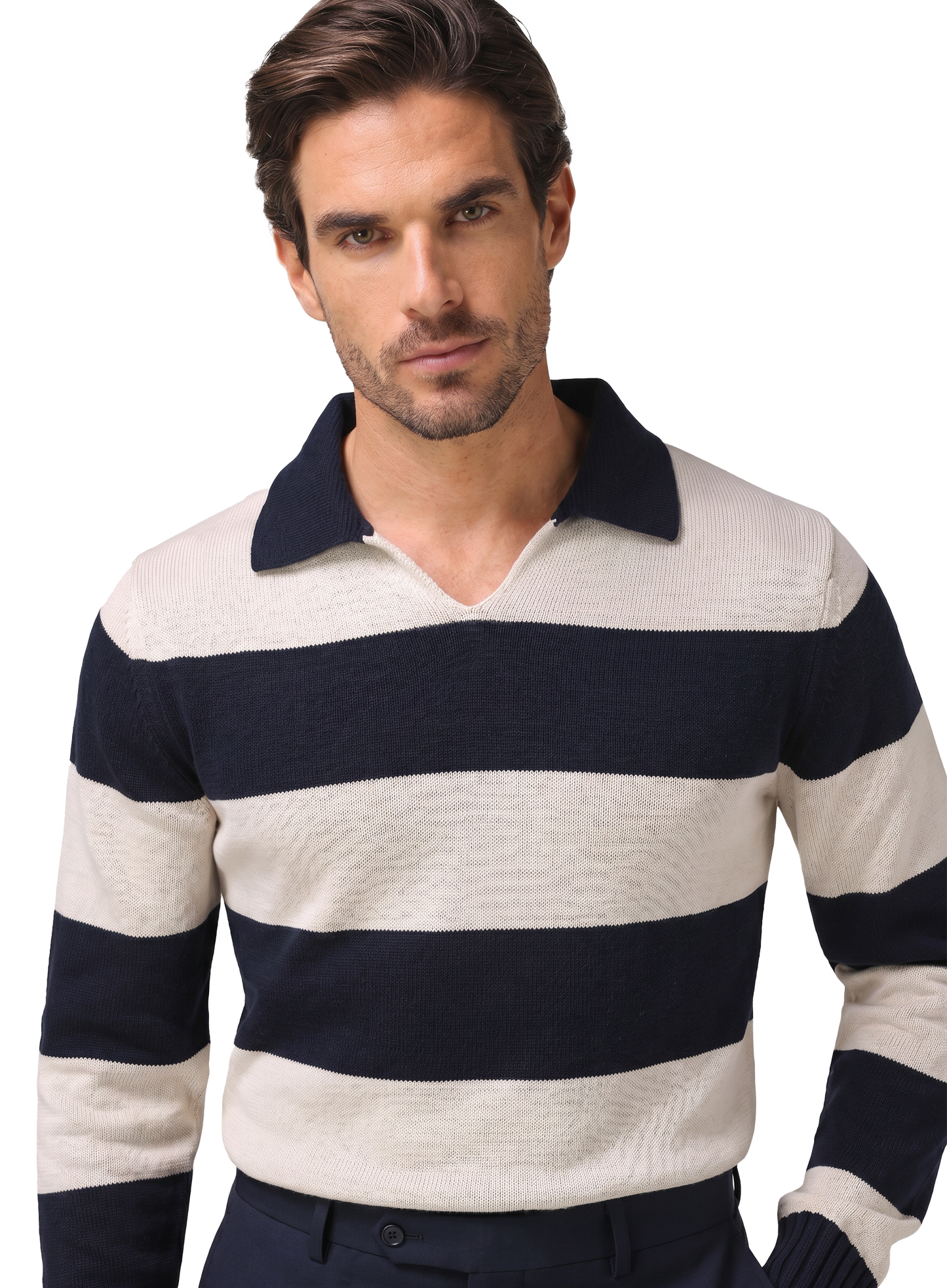 Buttonless polo van katoen | FULL_WIDTH | BLUE NAVY