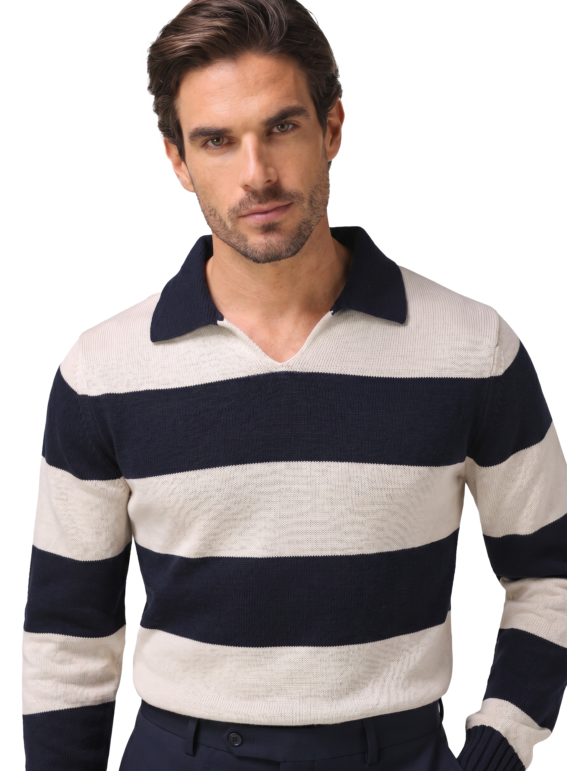 Buttonless polo van katoen | FULL_WIDTH | BLUE NAVY