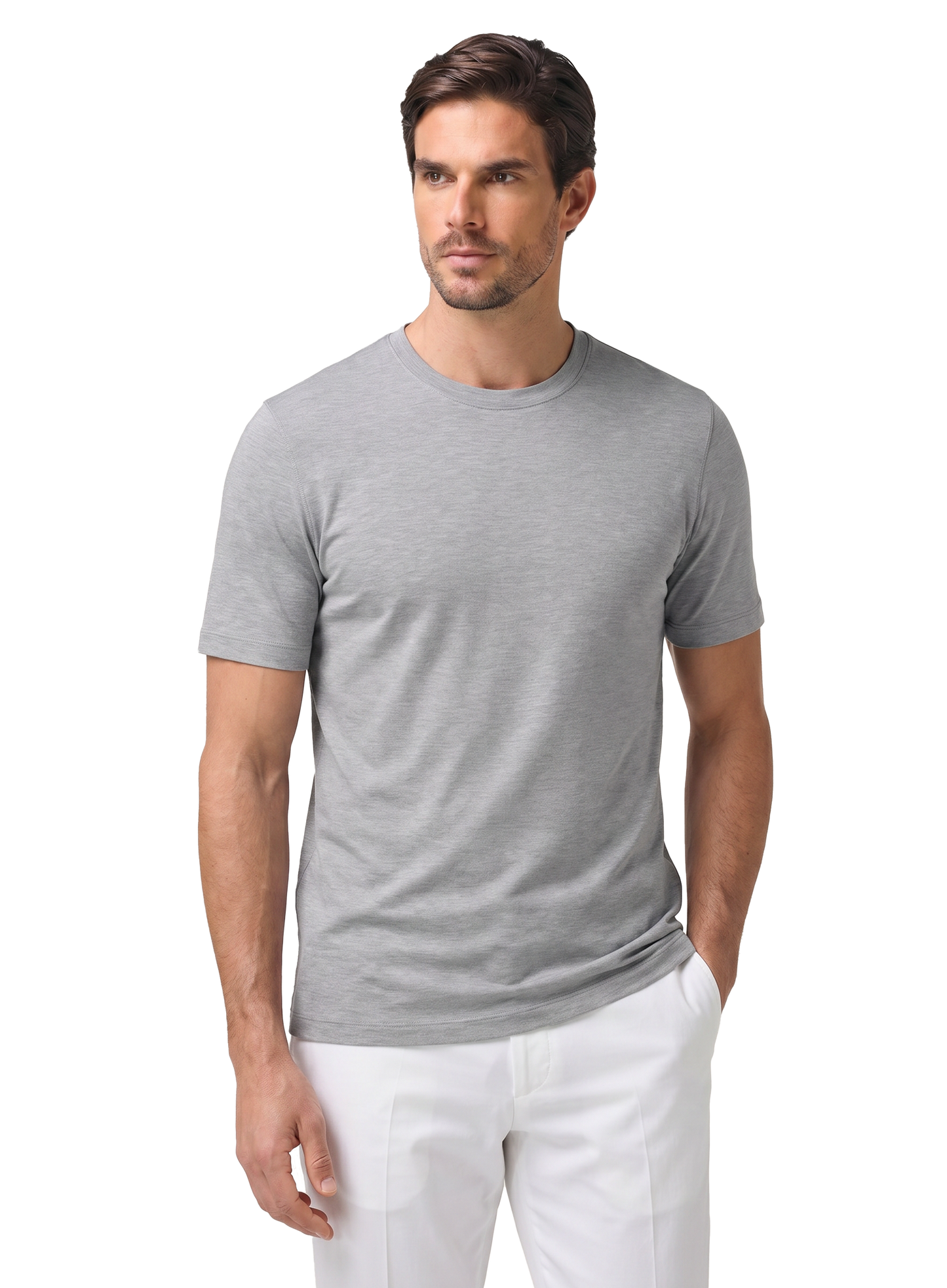 T-shirt van katoen | MODEL | FULL_WIDTH | Grijs 
