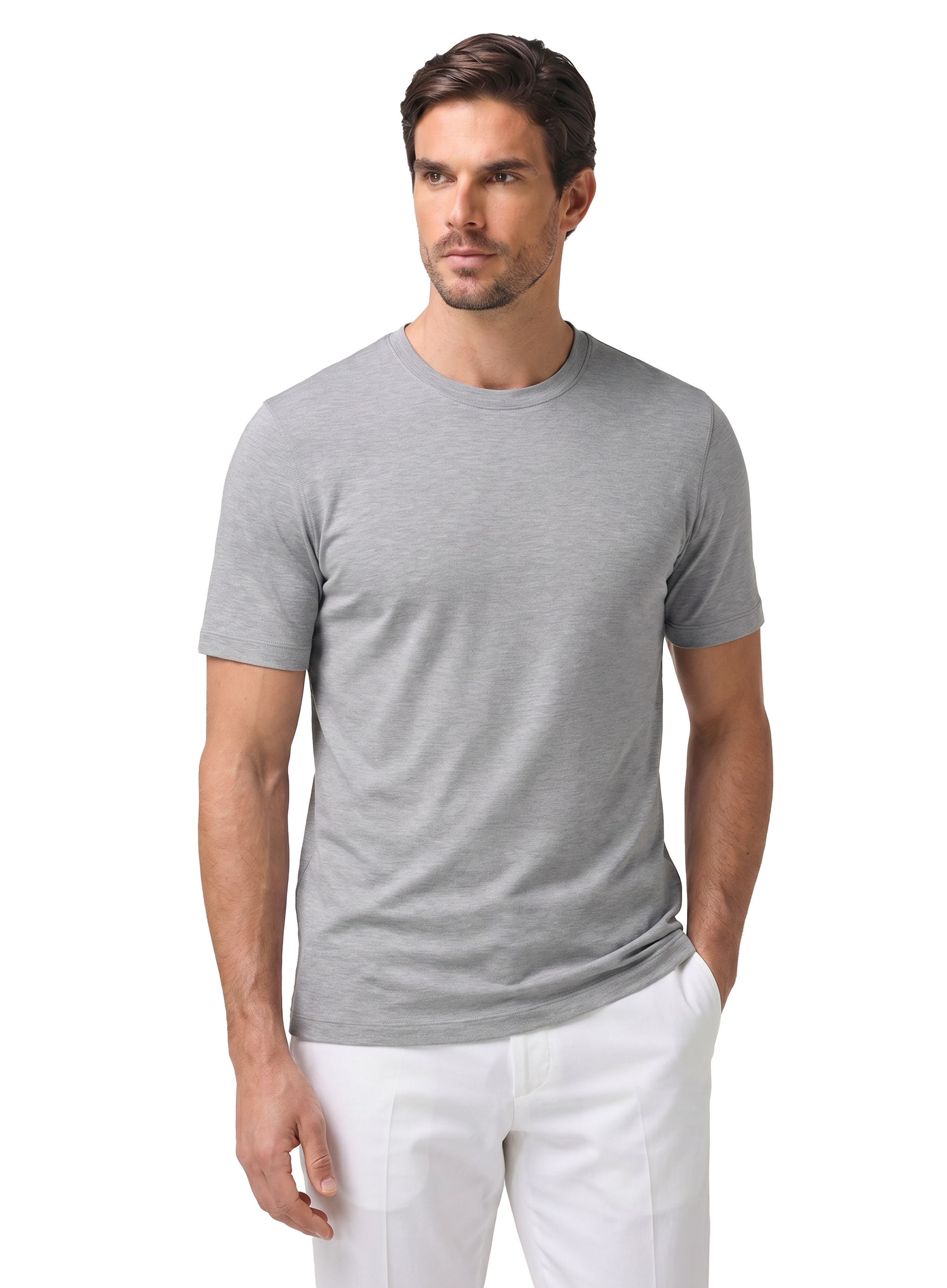 T-shirt van katoen | MODEL | FULL_WIDTH | Grijs 