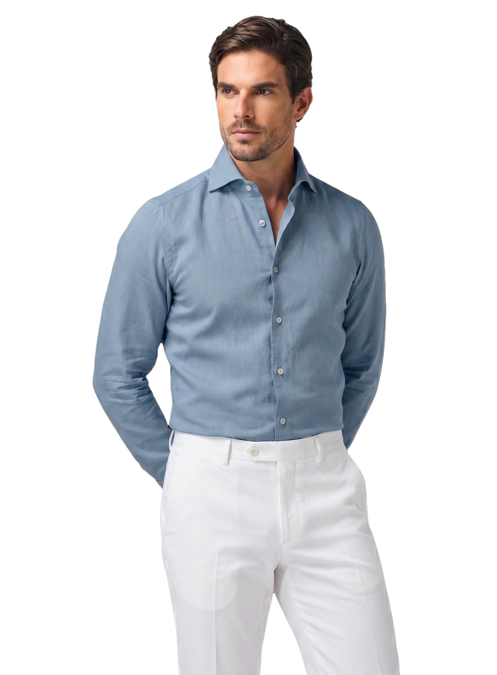 Denim overhemd van katoen | MODEL | FULL_WIDTH | L.Blauw