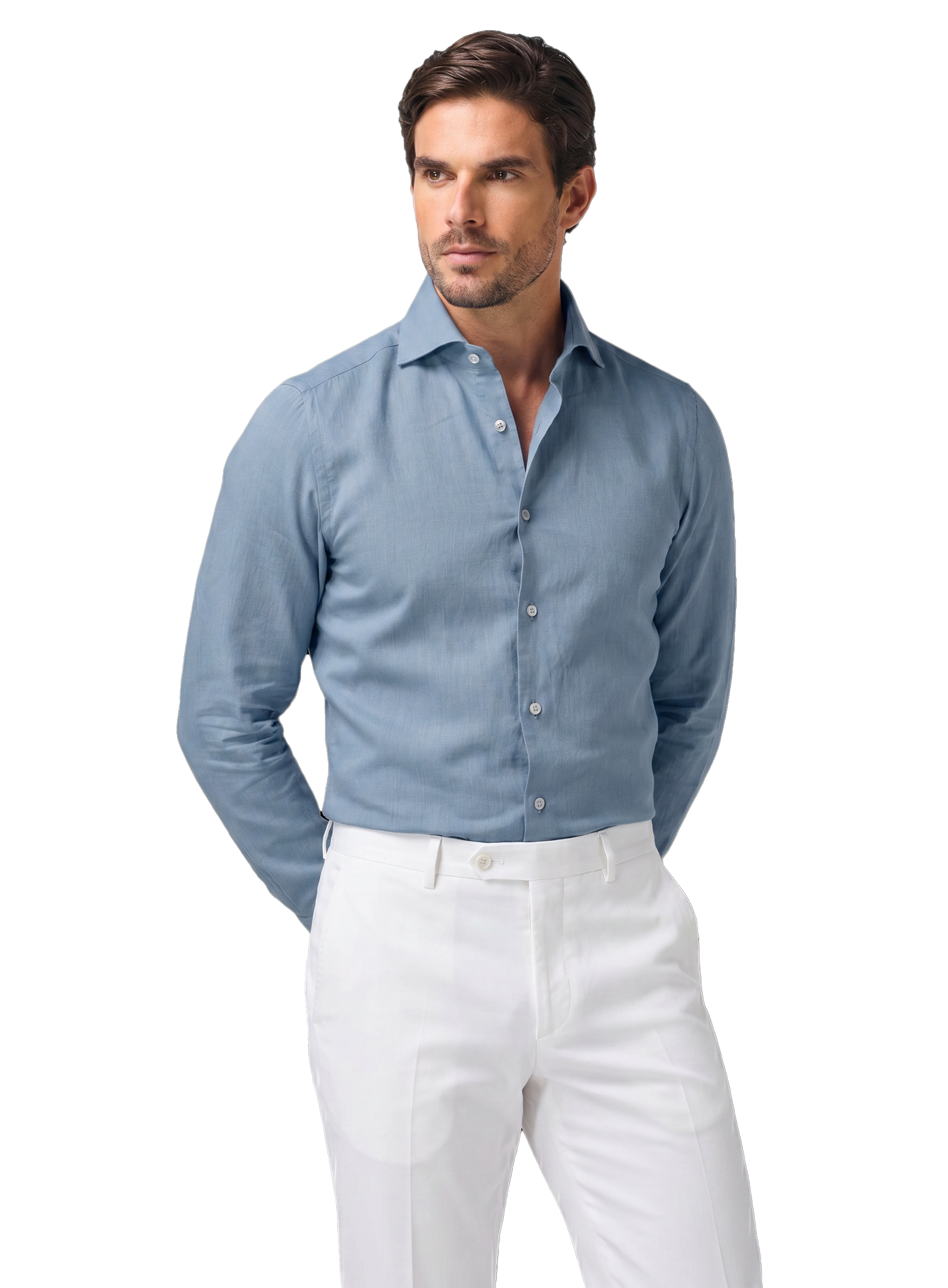 Denim overhemd van katoen | MODEL | FULL_WIDTH | L.Blauw