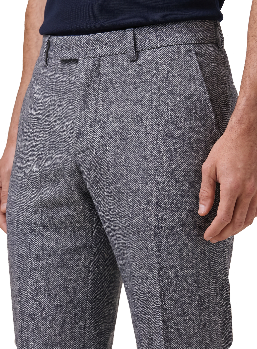 Broek van linnen, zijde en katoen | FULL_WIDTH | BLUE NAVY