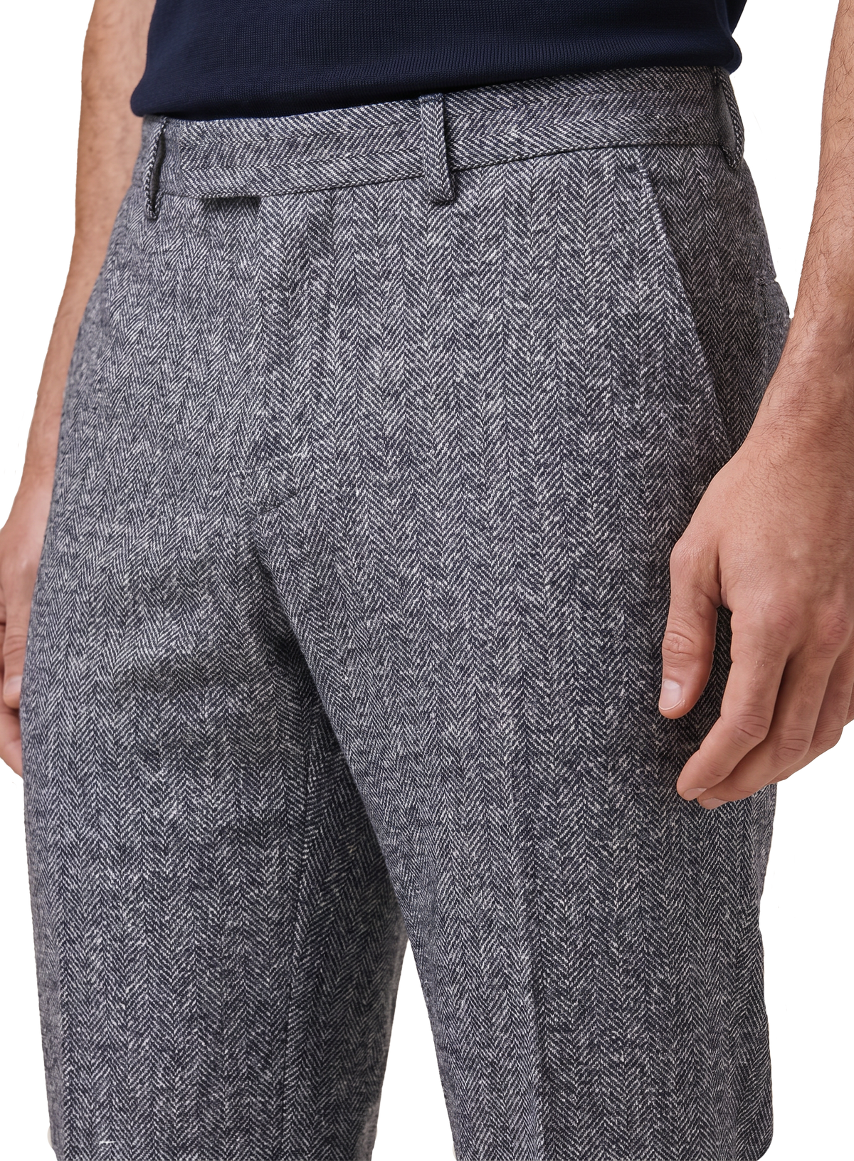Broek van linnen, zijde en katoen | FULL_WIDTH | BLUE NAVY