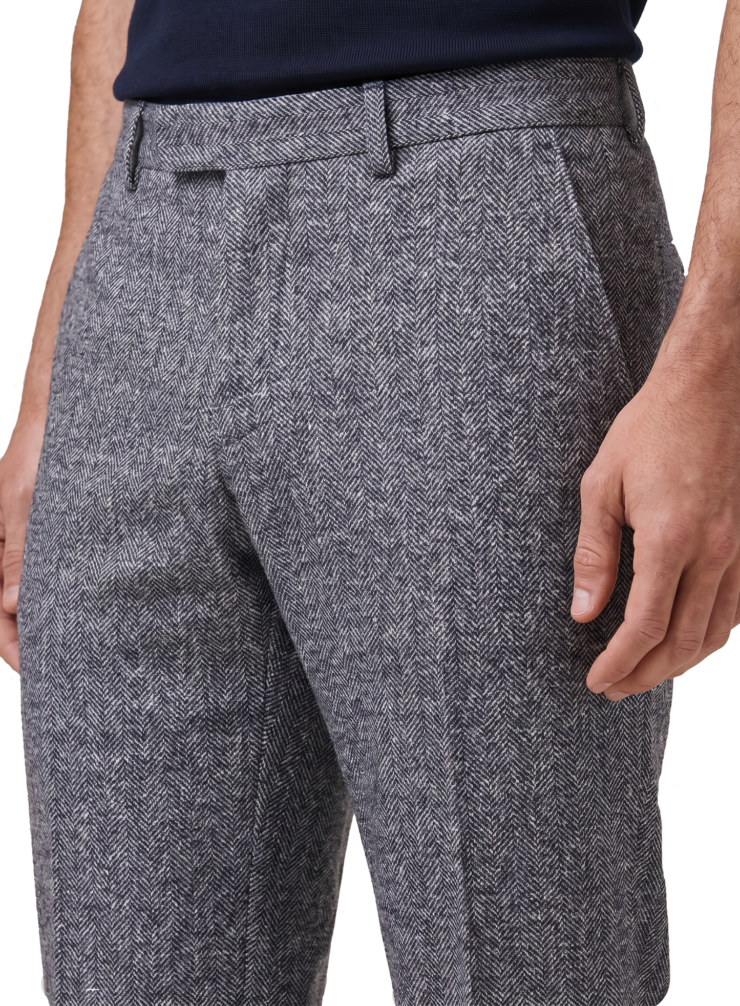 Broek van linnen, zijde en katoen | FULL_WIDTH | BLUE NAVY