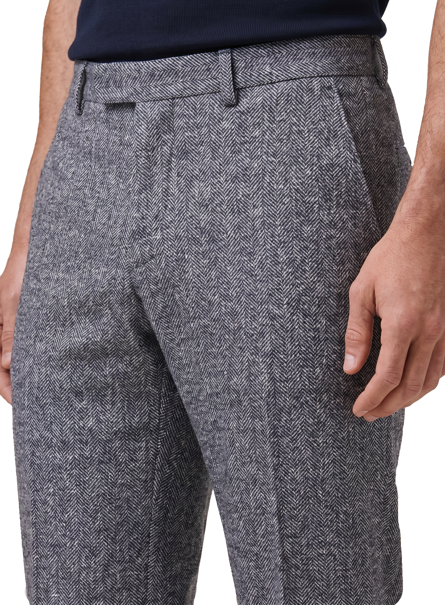 Broek van linnen, zijde en katoen | FULL_WIDTH | BLUE NAVY