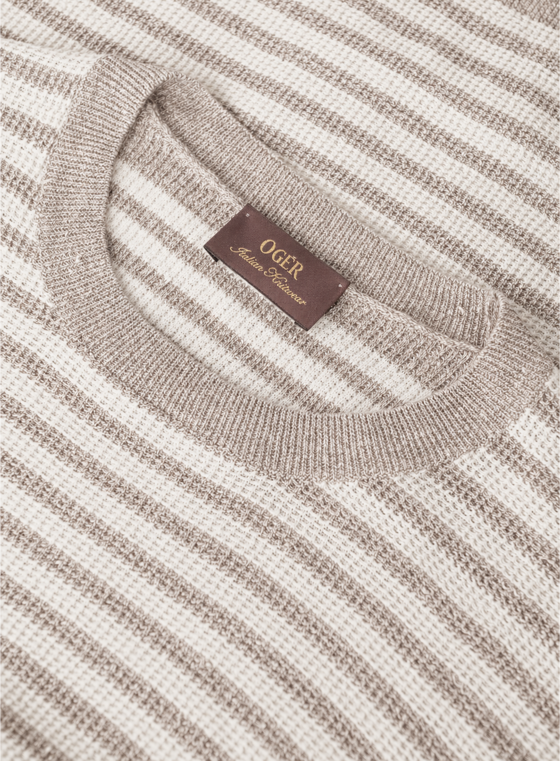 Gestreept t-shirt van linnen en katoen | FULL_WIDTH | Beige