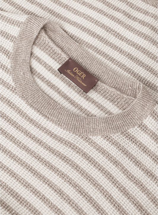 Striped linen and cotton t-shirt