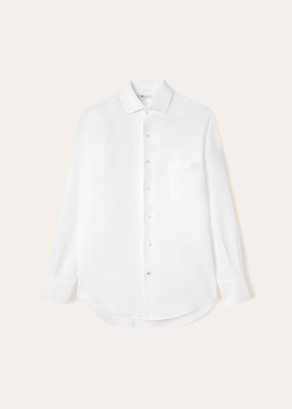 Gemêleerd shirt van linnen | BG_TRANSPARENT | Wit