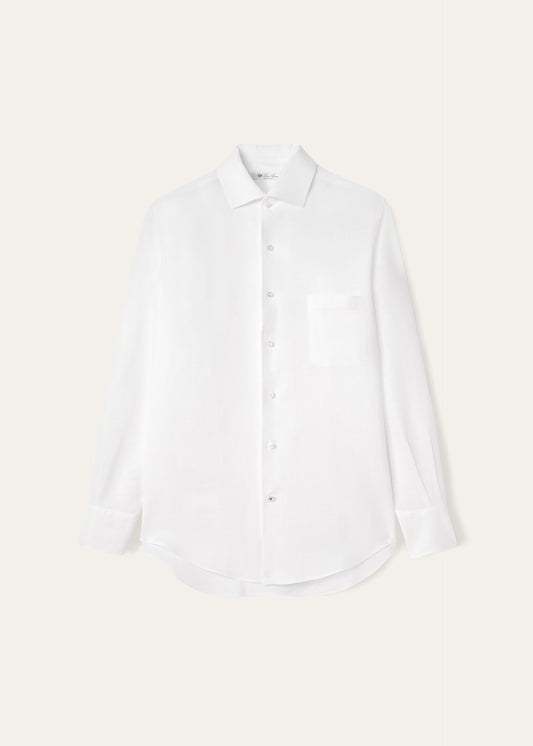 Gemêleerd shirt van linnen | BG_TRANSPARENT | Wit