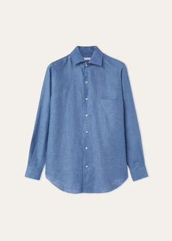 Camicia uomo André in lino | BG_TRANSPARANT | JEANS BLAUW