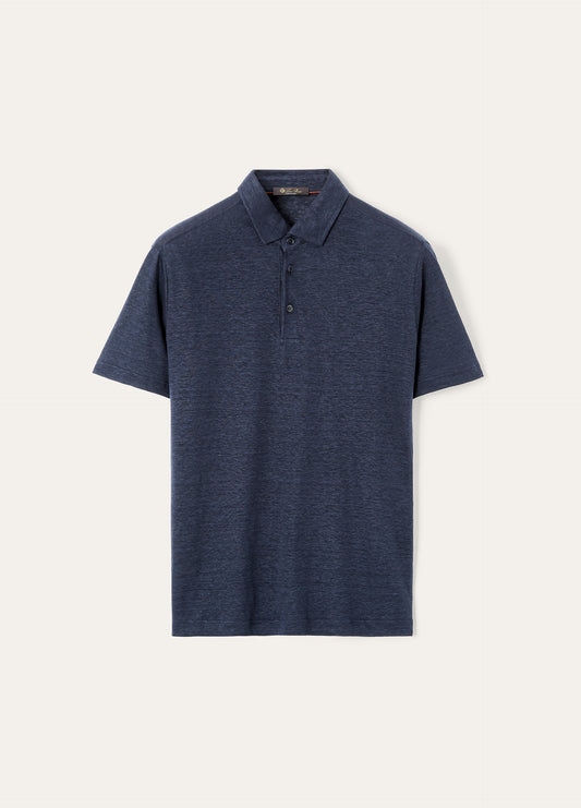 Polo shirt van linnen | BG_TRANSPARENT | BLUE NAVY