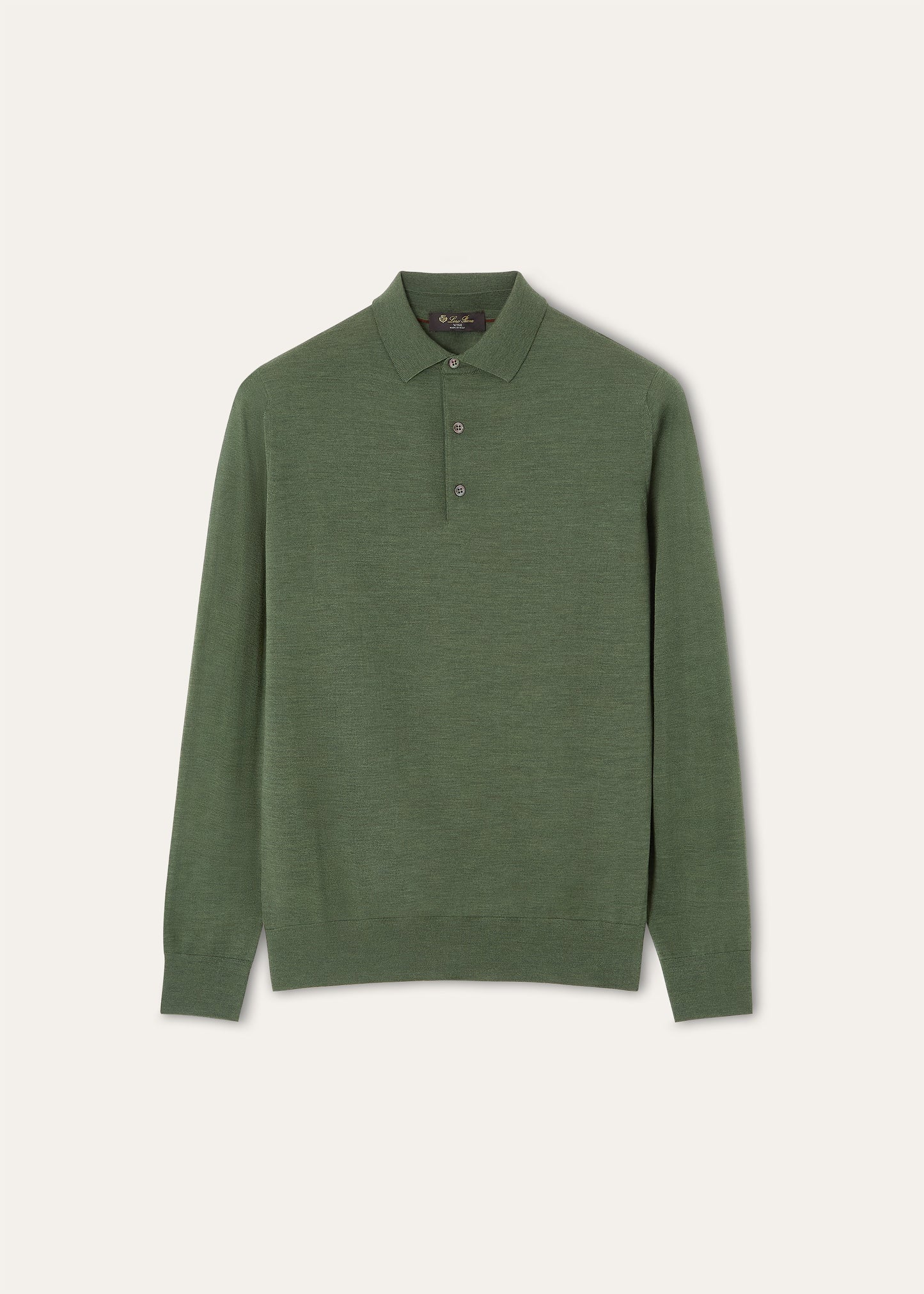 Longsleeve polo van wol | BG_TRANSPARENT | D.Groen