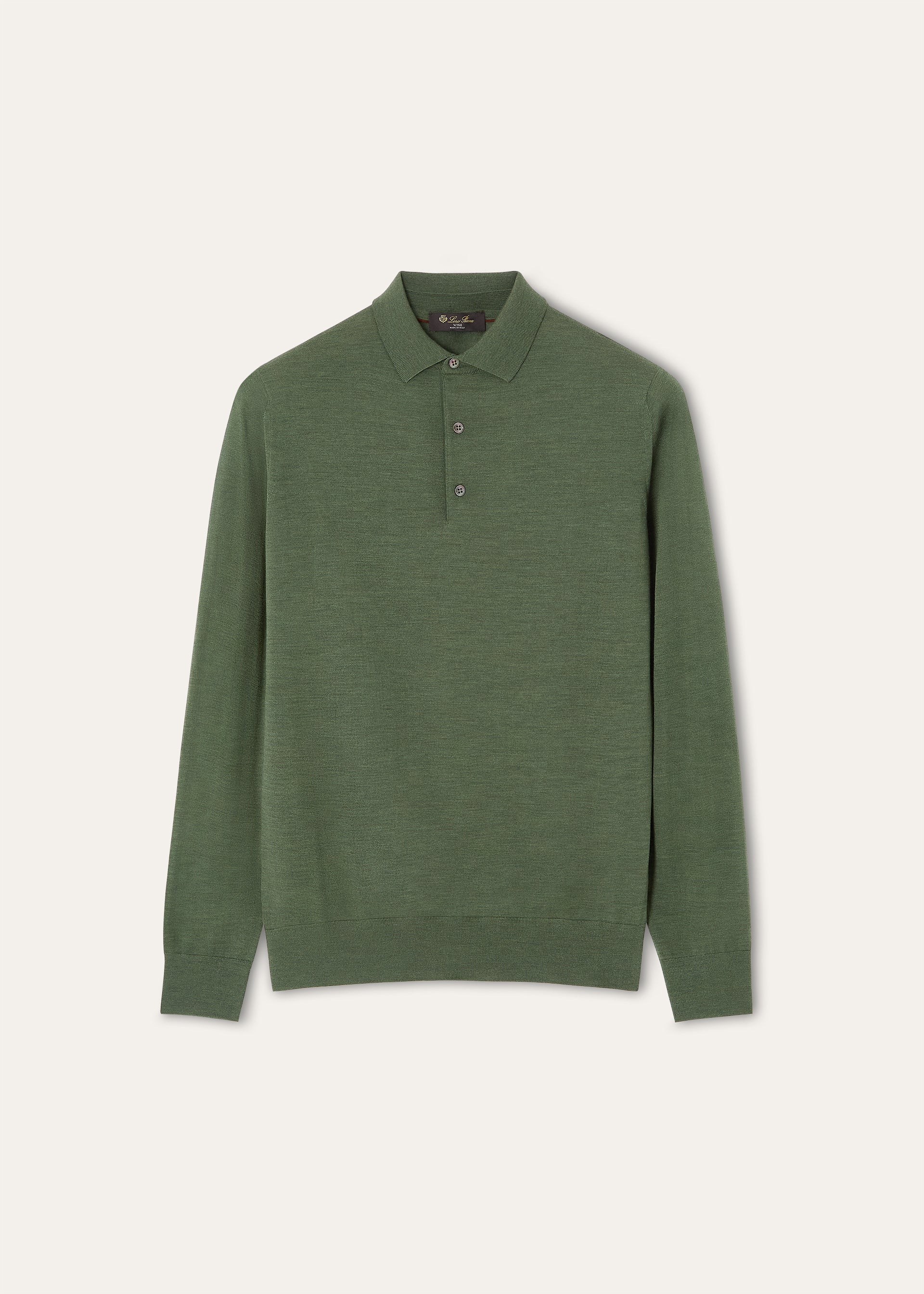 Longsleeve polo van wol | BG_TRANSPARENT | D.Groen