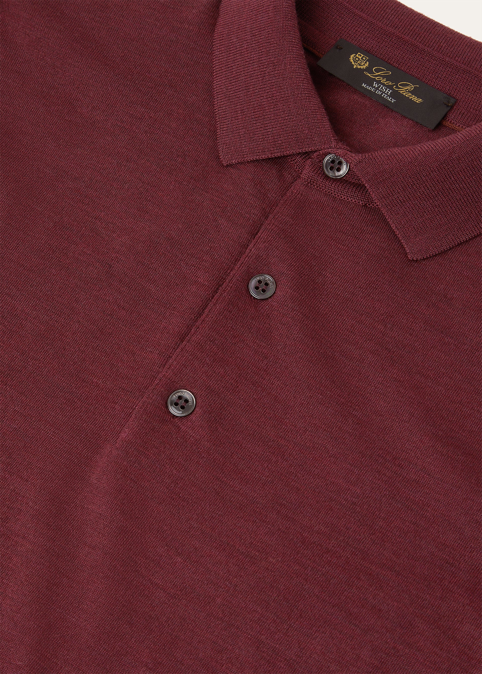 Longsleeve polo van wol | BG_TRANSPARENT | DARK BORDEAUX