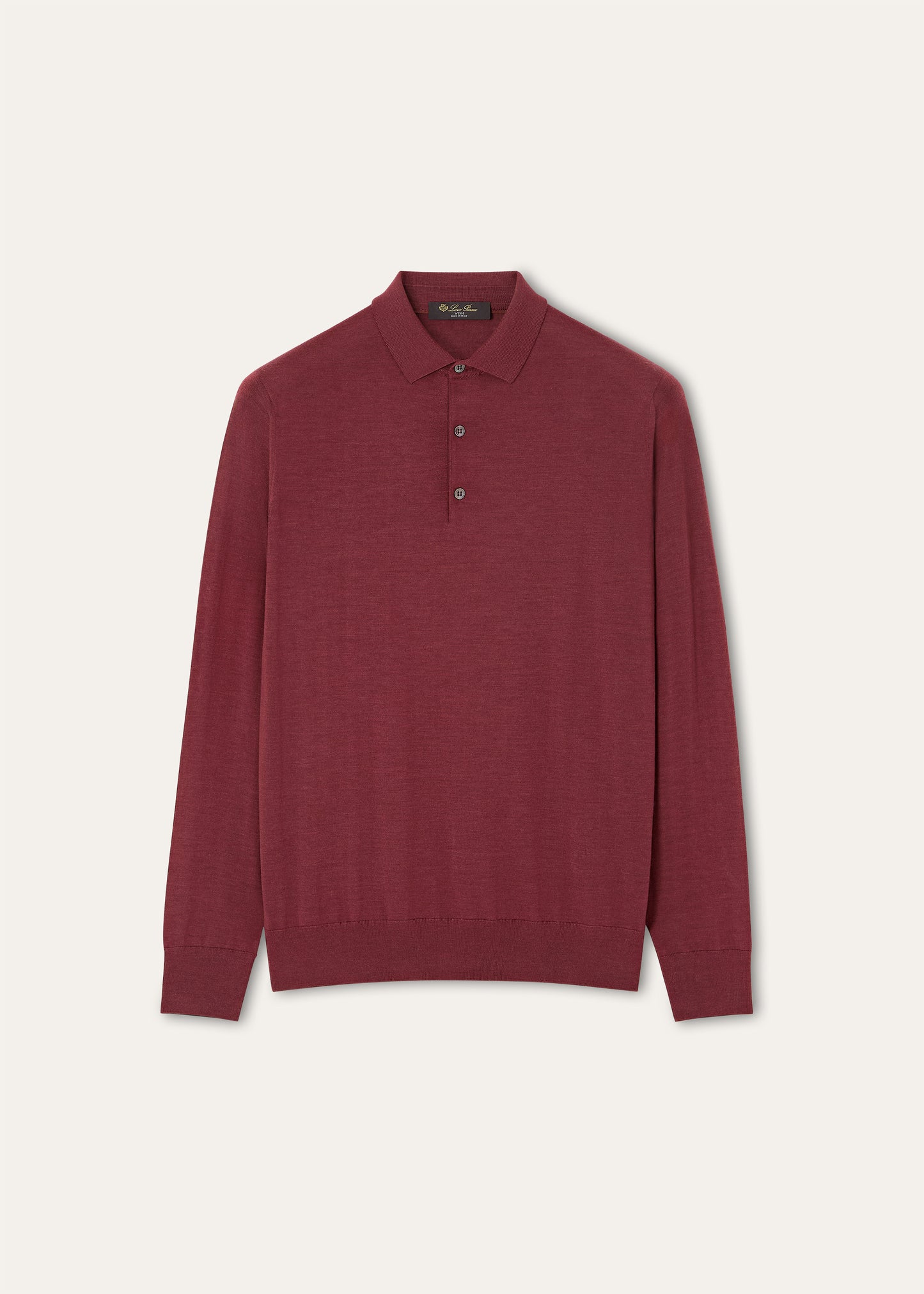 Longsleeve polo van wol | BG_TRANSPARENT | DARK BORDEAUX