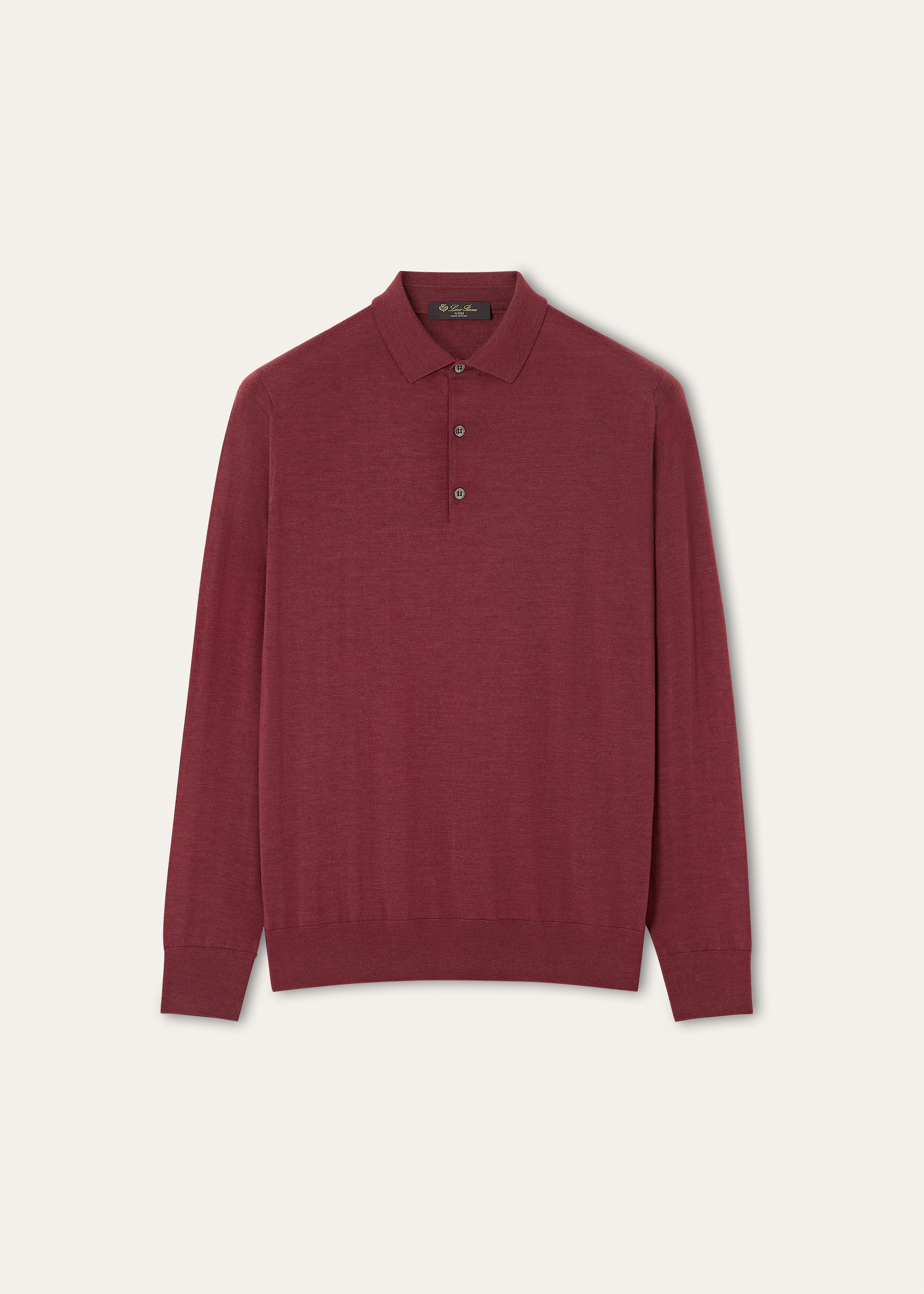 Longsleeve polo van wol | BG_TRANSPARENT | DARK BORDEAUX