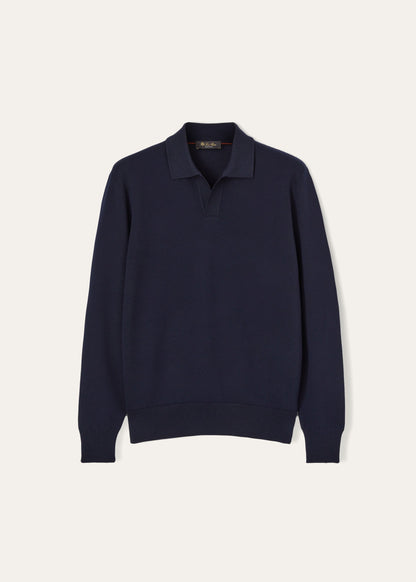 Buttonless polo van wol | BG_TRANSPARENT | BLUE NAVY